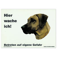 Warnschild "Hier wache ich!" Größe 28 x 20 cm,  weiß