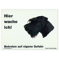 Warnschild "Hier wache ich!" Größe 28 x 20 cm,  weiß