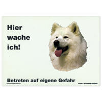 Warnschild "Hier wache ich!" Größe 28 x 20 cm,  weiß