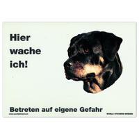 Warnschild "Hier wache ich!" Größe 28 x 20 cm,  weiß