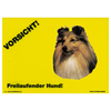 Warnschild "Vorsicht freilaufender Hund"