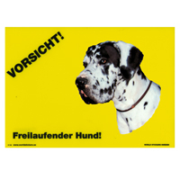 Warnschild "Vorsicht freilaufender Hund"