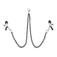 Chained Nipple Clamps with Black Beading