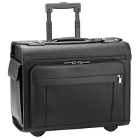 d&n Business & Travel Pilotenkoffer aus Leder 46 cm 2 Rollen,  Schwarz