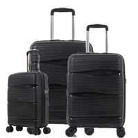 d&n Travel Line 4300 Koffer Set 3-teilig 4 Rollen S-M-L,  Schwarz