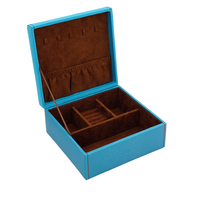 Friedrich23 Baccara Schmuckkoffer aus Mikrofaser Blumenmotiv,  Blau