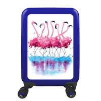 meinTrolley Flamingo Aquarell S,  4 Rollen,  55 cm,  32 L,  Blau