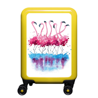 meinTrolley Flamingo Aquarell S,  4 Rollen,  55 cm,  32 L,  Gelb
