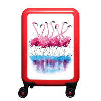 meinTrolley Flamingo Aquarell S,  4 Rollen,  55 cm,  32 L,  Rot