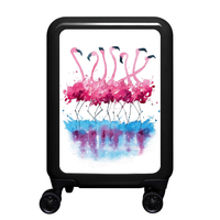 meinTrolley Flamingo Aquarell S,  4 Rollen,  55 cm,  32 L,  Schwarz