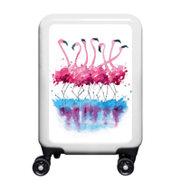 meinTrolley Flamingo Aquarell S,  4 Rollen,  55 cm,  32 L,  Weiß