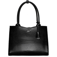 SOCHA Midi Croco Damen Handtasche 39 cm,  Schwarz