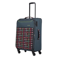 travelite Argon Trolley M,  4 Rollen,  67 cm,  57 L,  Blau-kariert