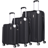 travelite City Koffer Set 3-teilig L/M/S 4 Rollen erweiterbar S-M-L,  Schwarz