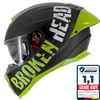 Broken Head BeProud Pro Sport Integralhelm Grün Mit Klarem Visier