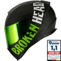 Broken Head BeProud Sport Grün Motorradhelm + Grün Verspiegeltes Visier