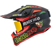 Broken Head Crosshelm FreakZone Schwarz-Rot + MX-Brille MADREX "Broken Head F...