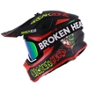 Broken Head Crosshelm FreakZone Schwarz-Rot-Grün+ MX-Brille Struggler Grün