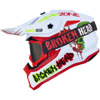 Broken Head Crosshelm FreakZone Weiss-Rot-Grün + MX-2 Brille