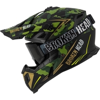 Broken Head Crosshelm Squadron Grün-Gold + MX-Brille Regulator Schwarz