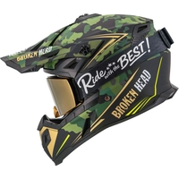 Broken Head Crosshelm Squadron Rebelution Gold + MX-Brille MadRex Ride with. ..