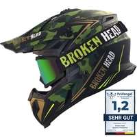 Broken Head Crosshelm Squadron Rebelution Grün-Gold + MX-2 Brille Schwarz