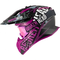 Broken Head Crosshelm Squadron Rebelution V3 Pink + MX-2 Brille Pink Verspiegelt