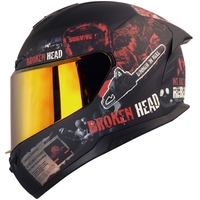 Broken Head Integralhelm Resolution Rot Set + Rot-Verspiegeltes Visier (XS,  S)
