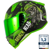 Broken Head Jack S. V2 Pro Grün Integralhelm + Visier Schwarz oder Grün Versp...