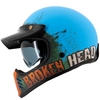 Broken Head Retro Helm Rusty Rider Blau-Orange