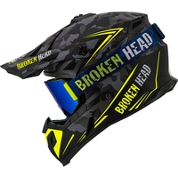 Broken Head Squadron gelb + MX-Brille Magnetic-Regulator Blau Verspiegelt