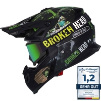 Broken Head Supermoto- & Motocross-Helm Resolution Grün + MX-2 Schwarz verspi...