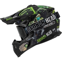 Broken Head Supermoto- & Motocross-Helm Resolution Grün + MX-Brille Regulator...