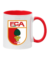 FC Augsburg Tasse Logopott Weiss Rot
