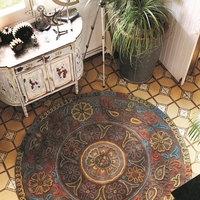 Esprit Kurzflor Teppich Mandala taupe blau orange gelb