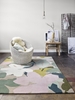 Esprit Kurzflor Teppich aus Wolle Bloom rosa grün beige