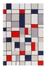 Esprit Kurzflor Teppich aus Wolle Buttons grau rot blau