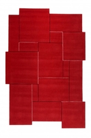 Esprit Kurzflor Teppich aus Wolle Puzzle Rot