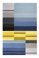 Esprit Kurzflor Teppich aus Wolle Split blau gelb grau
