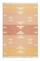 Kelim Teppich Rosa meliert aus Wolle Soleil Green Looop