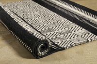 Kelim Teppich Schwarz Beige aus Wolle Dijon Green Looop