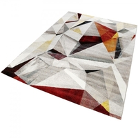 Kurzflor Teppich Grau Rot Orange Wecon Home