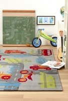 Sigikid Kinderteppich Grau Grün Orange Traffic 
