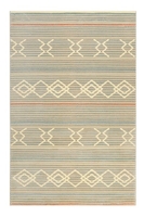 Teppich Beige Blau Kurzflor Unikat WECONhome