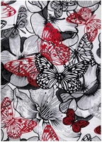 Teppich Weiß Rot Schwarz Butterfly Kiss Wecon Home