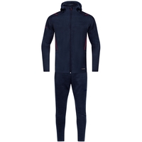 JAKO Freizeitanzug Challenge mit Kapuze (marine meliert/maroon / Größe XL / Unisex)
