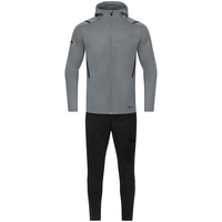 JAKO Freizeitanzug Challenge mit Kapuze (steingrau meliert/schwarz / Größe L / Unisex)