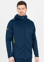 JAKO Freizeitjacke Challenge mit Kapuze (marine meliert/neongelb / Größe S / Unisex)