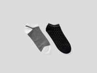 Benetton,  2er-pack Kurze Socken Mit Muster,  taglia M,  Schwarz,  Damen