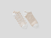 Benetton,  2er-pack Kurze Socken Mit Muster,  taglia S,  Weiss,  Damen